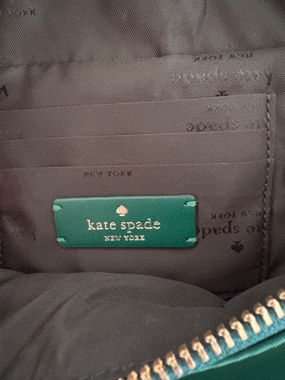 kate spade emerald green nylon crossbody with gold hardware - Picture 8 of 12